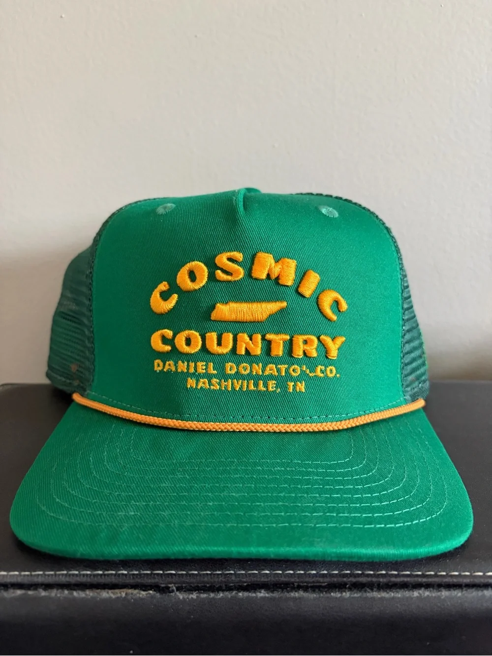 Cosmic Country Daniel Donato Green Trucker Hat with Yellow Embroidery
